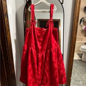 Chic Red Sleeveless Dress with Tie Straps